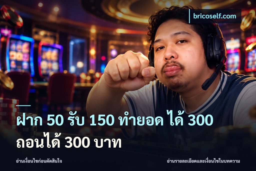 ฝาก 50 รับ 150 ทํายอด ได้ 300 ถอนได้ 300 บาท