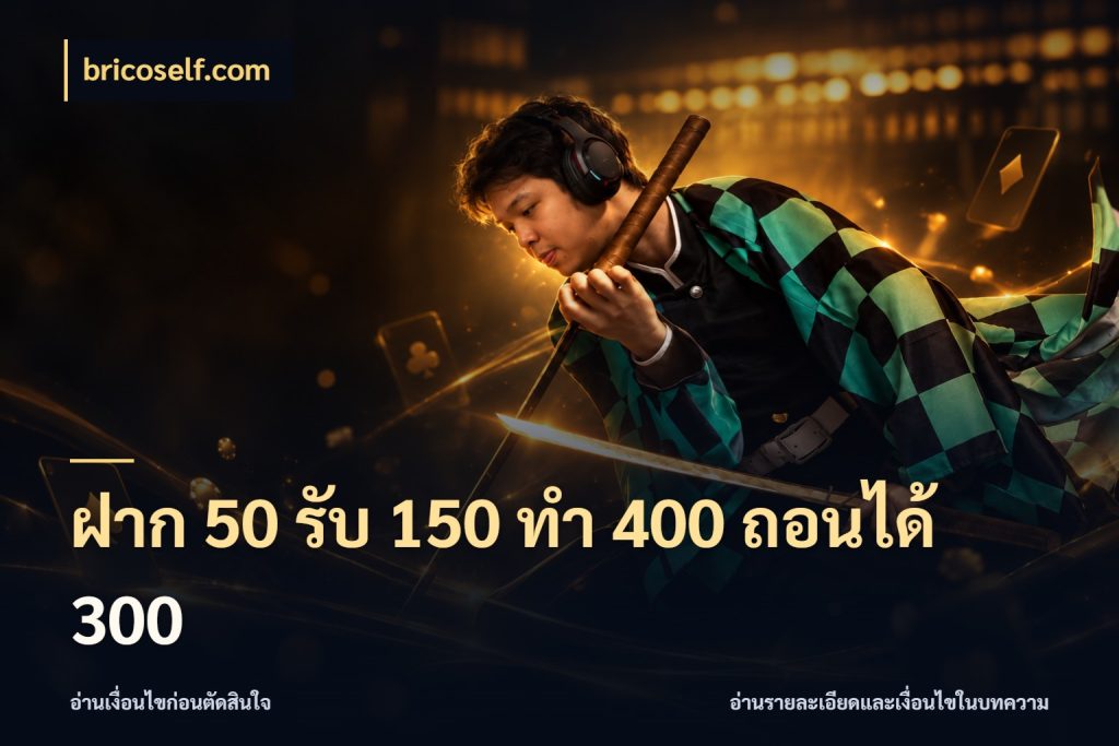 ฝาก 50 รับ 150 ทํา 400 ถอนได้ 300