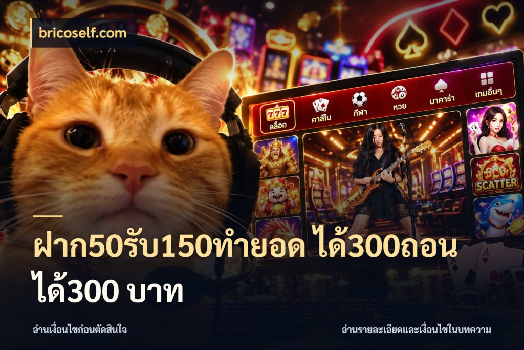 ฝาก50รับ150ทำยอด ได้300ถอนได้300 บาท